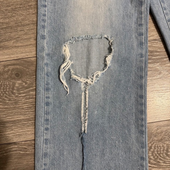 RSQ Womens Mid Waisted Wide Leg Distressed Jeans Blue Size 25 Organic Cotton - Picture 4 of 11